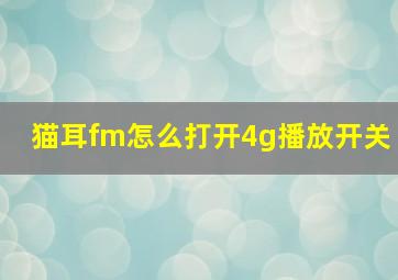 猫耳fm怎么打开4g播放开关