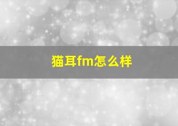 猫耳fm怎么样