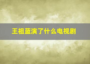 王祖蓝演了什么电视剧