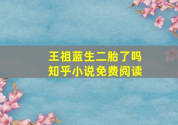 王祖蓝生二胎了吗知乎小说免费阅读