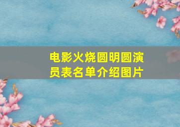 电影火烧圆明圆演员表名单介绍图片