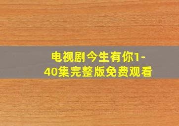 电视剧今生有你1-40集完整版免费观看