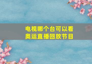 电视哪个台可以看奥运直播回放节目