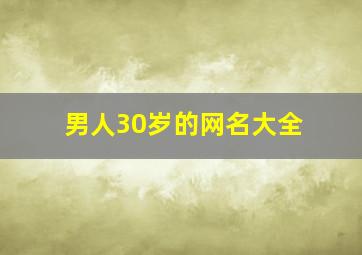 男人30岁的网名大全