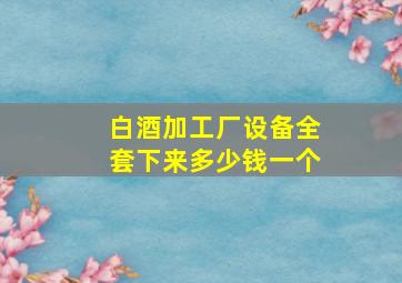 白酒加工厂设备全套下来多少钱一个