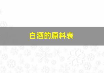 白酒的原料表