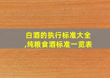 白酒的执行标准大全,纯粮食酒标准一览表