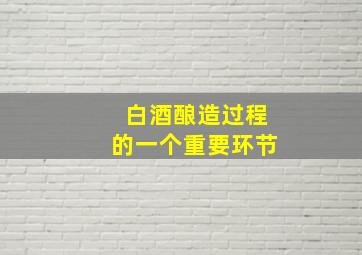 白酒酿造过程的一个重要环节