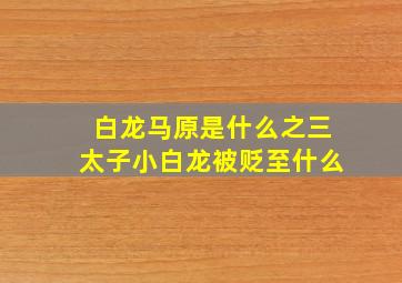 白龙马原是什么之三太子小白龙被贬至什么