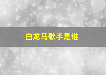 白龙马歌手是谁