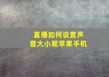 直播如何设置声音大小呢苹果手机