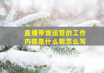 直播带货运营的工作内容是什么呢怎么写