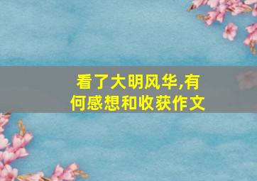 看了大明风华,有何感想和收获作文