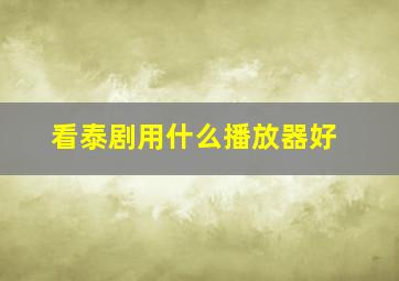 看泰剧用什么播放器好