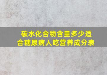 碳水化合物含量多少适合糖尿病人吃营养成分表