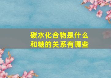 碳水化合物是什么和糖的关系有哪些