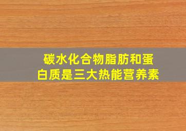 碳水化合物脂肪和蛋白质是三大热能营养素