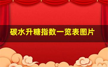 碳水升糖指数一览表图片