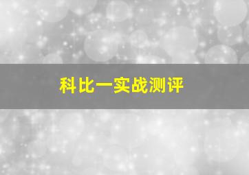 科比一实战测评