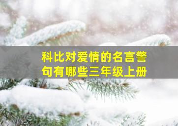 科比对爱情的名言警句有哪些三年级上册