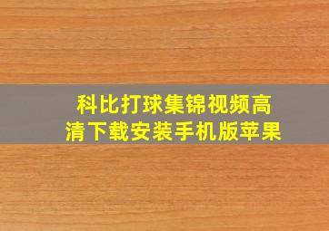 科比打球集锦视频高清下载安装手机版苹果