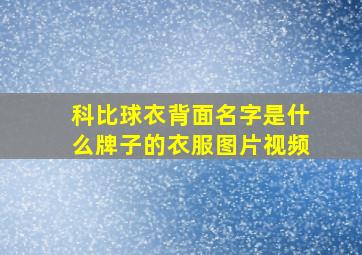 科比球衣背面名字是什么牌子的衣服图片视频