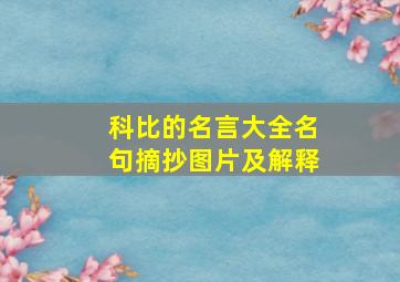 科比的名言大全名句摘抄图片及解释