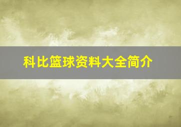 科比篮球资料大全简介