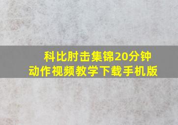 科比肘击集锦20分钟动作视频教学下载手机版