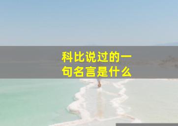 科比说过的一句名言是什么