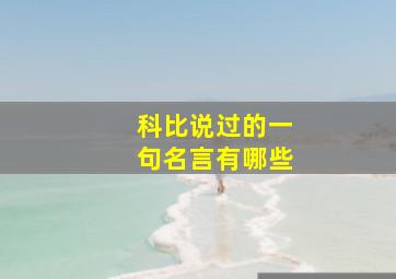 科比说过的一句名言有哪些