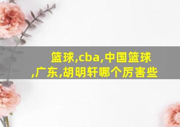 篮球,cba,中国篮球,广东,胡明轩哪个厉害些