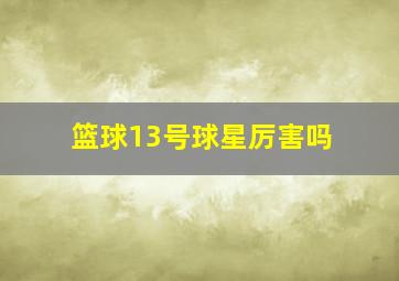 篮球13号球星厉害吗