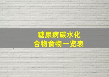 糖尿病碳水化合物食物一览表