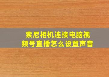 索尼相机连接电脑视频号直播怎么设置声音