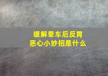 缓解晕车后反胃恶心小妙招是什么