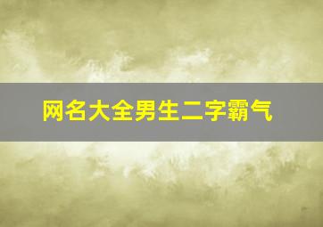 网名大全男生二字霸气