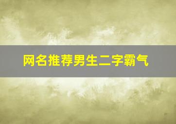 网名推荐男生二字霸气