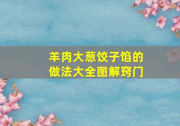 羊肉大葱饺子馅的做法大全图解窍门