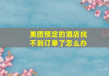 美团预定的酒店找不到订单了怎么办