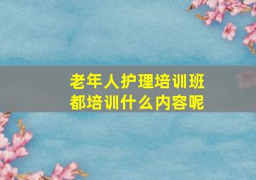 老年人护理培训班都培训什么内容呢