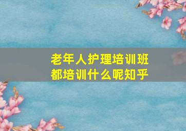 老年人护理培训班都培训什么呢知乎