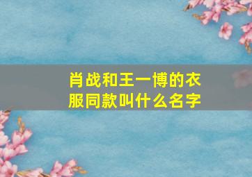 肖战和王一博的衣服同款叫什么名字