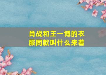 肖战和王一博的衣服同款叫什么来着