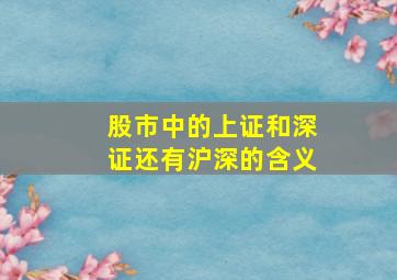 股市中的上证和深证还有沪深的含义