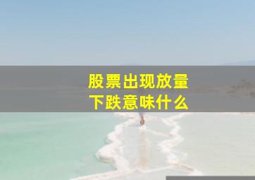 股票出现放量下跌意味什么