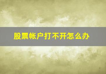 股票帐户打不开怎么办