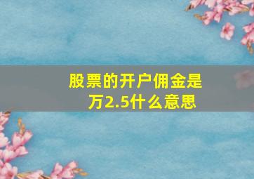 股票的开户佣金是万2.5什么意思