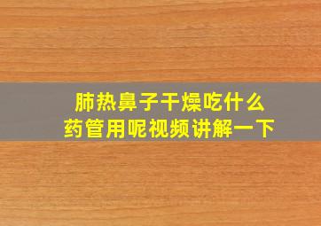 肺热鼻子干燥吃什么药管用呢视频讲解一下