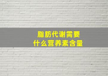 脂肪代谢需要什么营养素含量